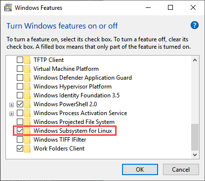 Enable Windows Subsystem for Linux